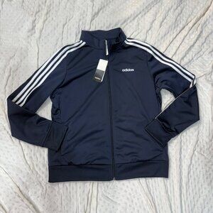 NWT ADIDAS Women's Essentials 3-Stripe Tricot Track Jacket Sz XL Blue DU0665
